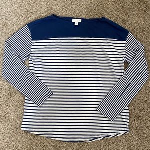 J Jill 3/4 length light weight blouse navy and white size S